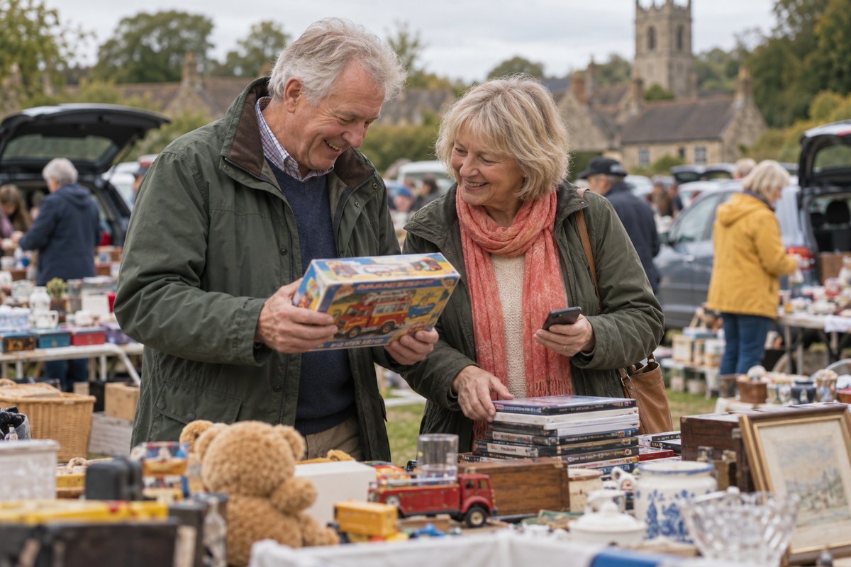 A couple browsing secondhand finds together